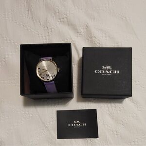 Women’s Coach Watch with Purple Strap and Gold Details. New